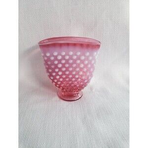 FENTON 4" Crimped Miniature Oval Vase Hobnail Cranberry Opalescent -  Pink